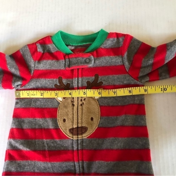 Carter’s Just One You Baby Boys' Reindeer Striped Fleece Footies Size 3M - Picture 9 of 13